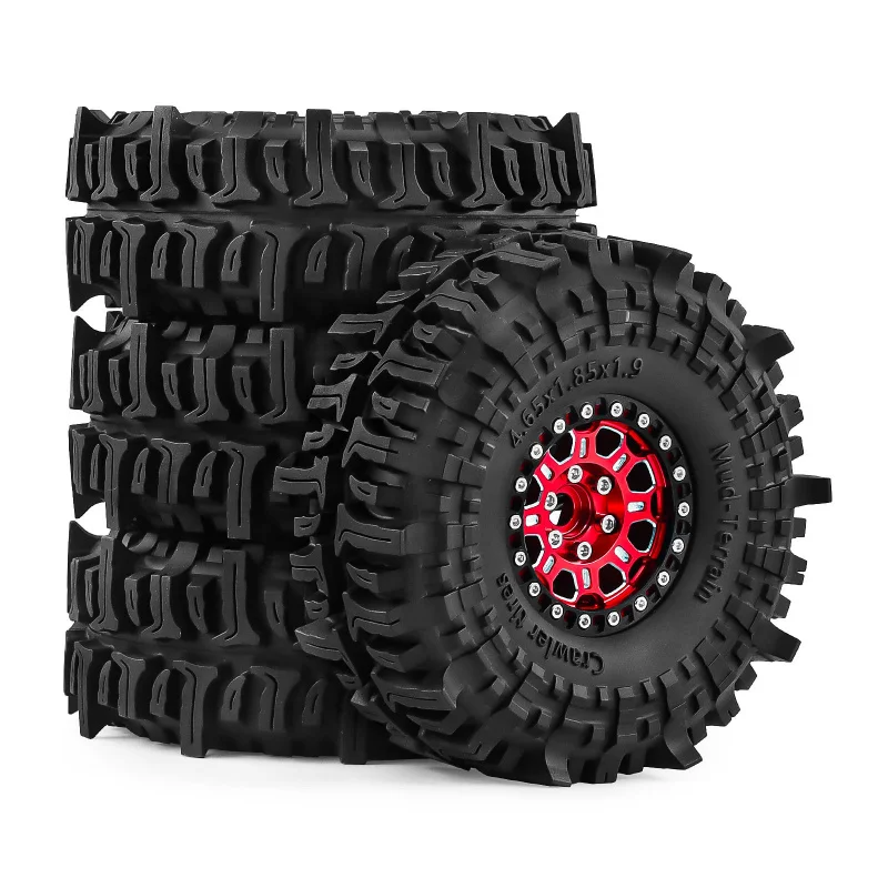 

4Pcs 1.9 Inch Rubber Tires Beadlock Wheel Rims for 1/10 RC Crawler TRX4 SCX10 90046 90047 MST HSP Redcat Gen8