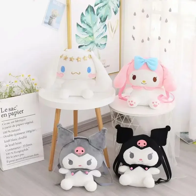 Sac à dos Sanurgente My Melody en peluche pour filles, sac à dos de dessin animé, mignon, doux, Kuromi Cinnamoroll, cadeau pour petite amie, enfant