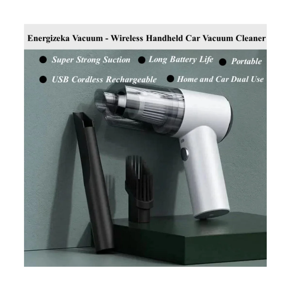 Wireless Handheld Car Vacuum Cleaner Strong Suction, Car Vacuum Cordless Rechargeable, Portable Vacuum Cleaner White