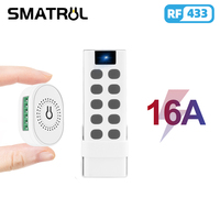 SMATRUL 16A Mini DIY 2 Way Wireless Smart Switch Light Module Electrical 433MHZ RF 10 Keys Remote Control Home Led Lamp On Off