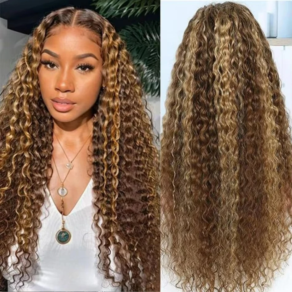 

220 Density 4/27 Deep Wave Human Hair Wigs Highlight Colored 13x4 Lace Frontal Human Hair Wig Brazilian For Women Pre Plucked