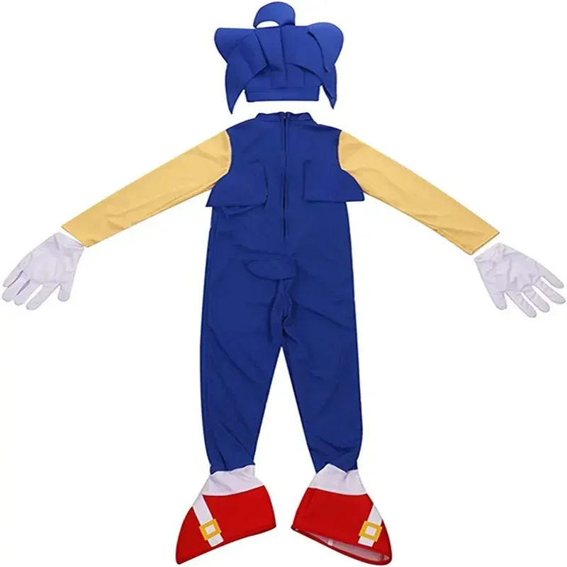 Disfraz de Cosplay de Sonic de juego de Anime, disfraz de erizo Zentai para actuación de fiesta de Halloween, mono