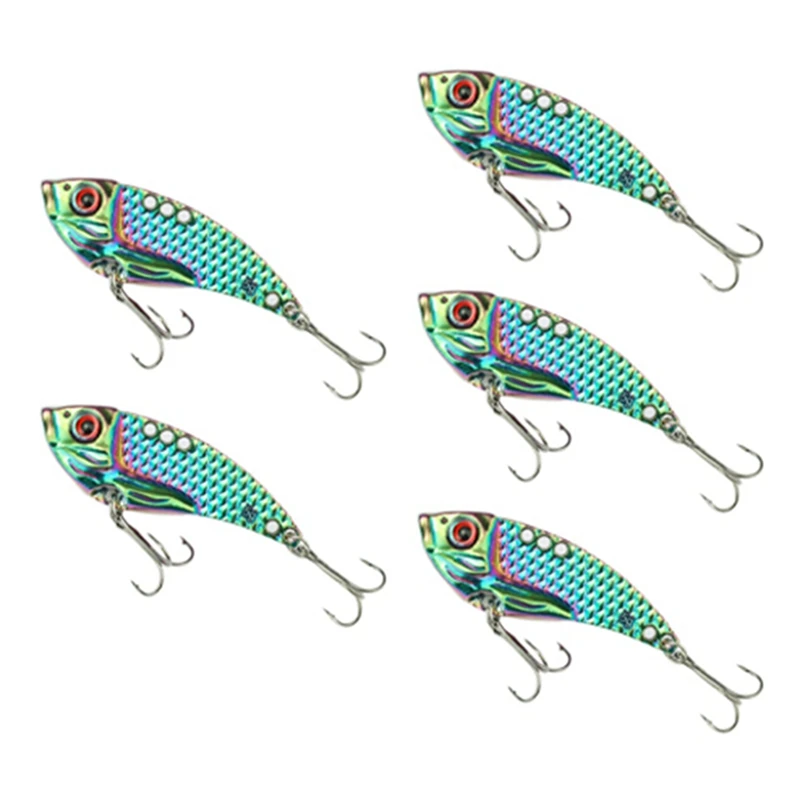 5 PCS Vib Remote Casting Lure Kit As Shown Zinc Alloy Shiny Strip White Stripe Curved Mouth Artificial Bait