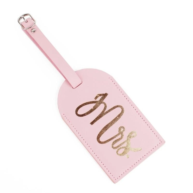 G5AE PU Leather Mr Mrs Luggage Tags Bridal Suitcase Tag Wedding Honeymoon Gift