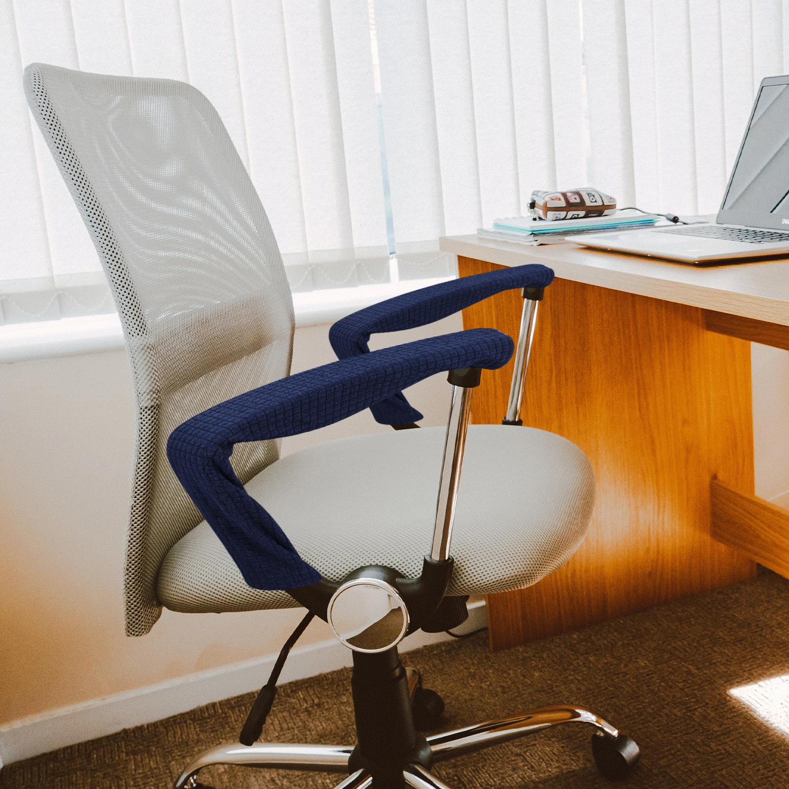 ปลอกหุ้มที่วางแขนเก้าอี้สำนักงาน 1 คู่ กันน้ำ ยืดหยุ่น ถอดออกได้ แผ่นรองกันกระแทกสำหรับเก้าอี้ปรับเอน ปลอกหุ้มที่วางแขนแบบถอดได้