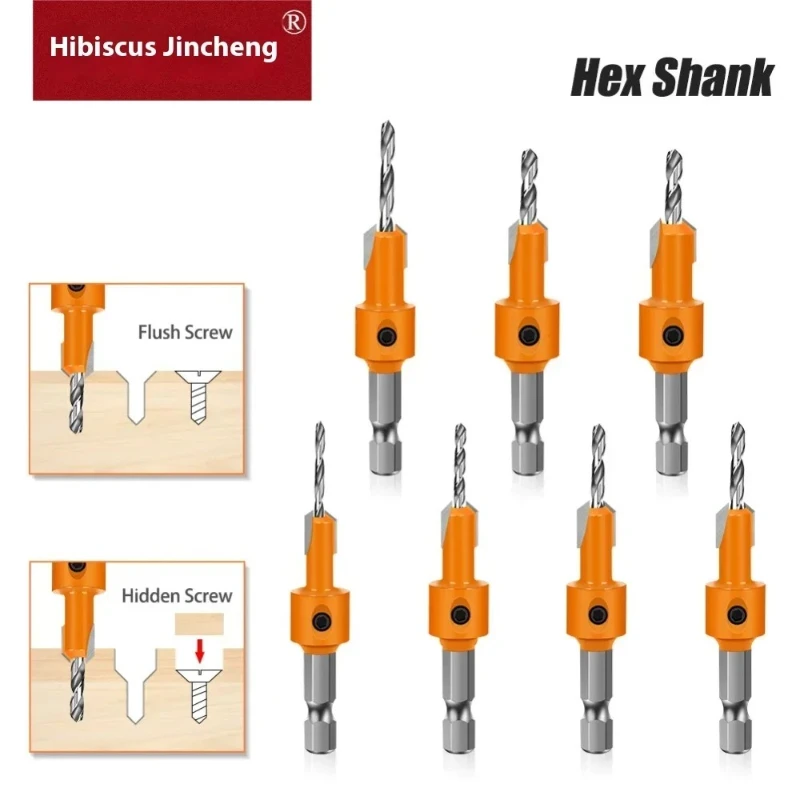 Hexagonal handle woodworking drill, positioning, drilling, countersunk drill, hidden screw hole, double-edged drilling drill bit