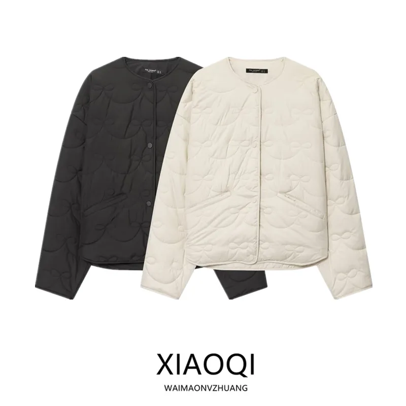 

Casual Loose Knot Stitched Jaet New Autumn 2025 Women's Faion Versatile Outerwear Long Sve round Ne Button...