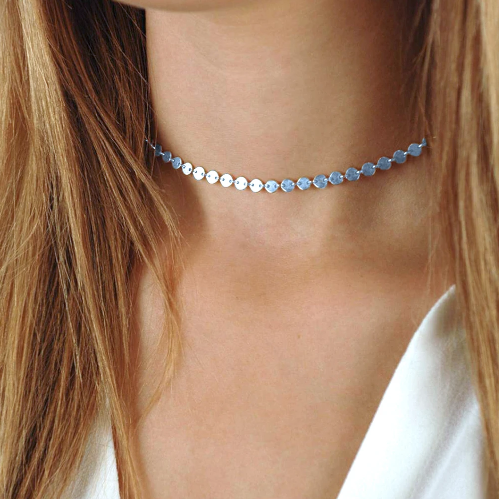 eManco 4MM Silver Color Stainless Steel Choker NecklaceWomen Korean Aesthetic Necklaces for Women Best Friend  Jewelry