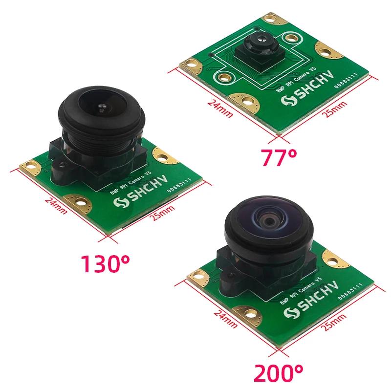 Raspberry Pi 5 8MP Camera Night Vision IMX219 77° 130° 200° FOV Fisheye MINI CSI Interface + 2 Infrared Light for RPI 5 Pi5