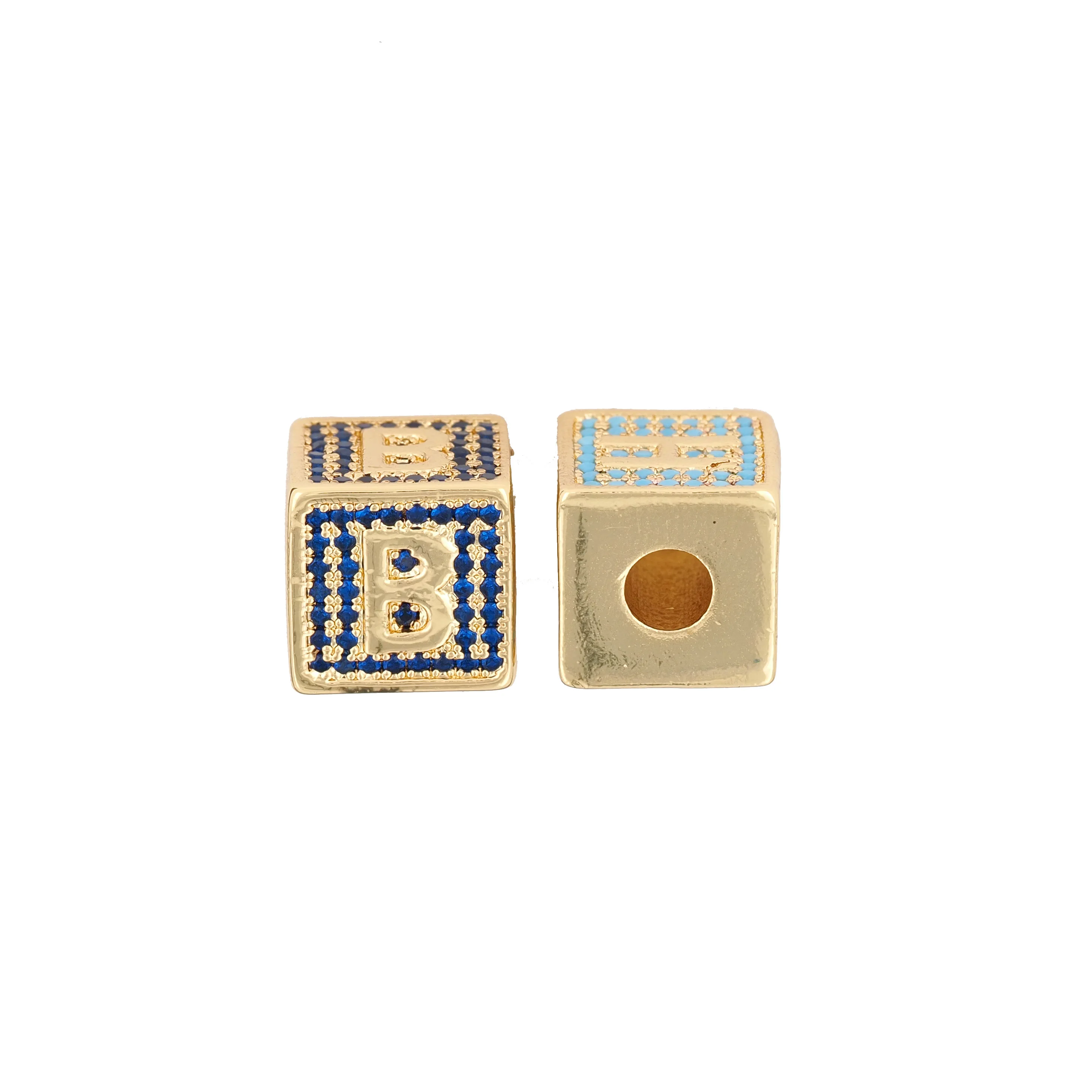 Custom Square Colorful Stone A-Z 26 Letters Dice Pendants Necklaces DIY Cubic English Name Collarbone Chain Charms Gifts