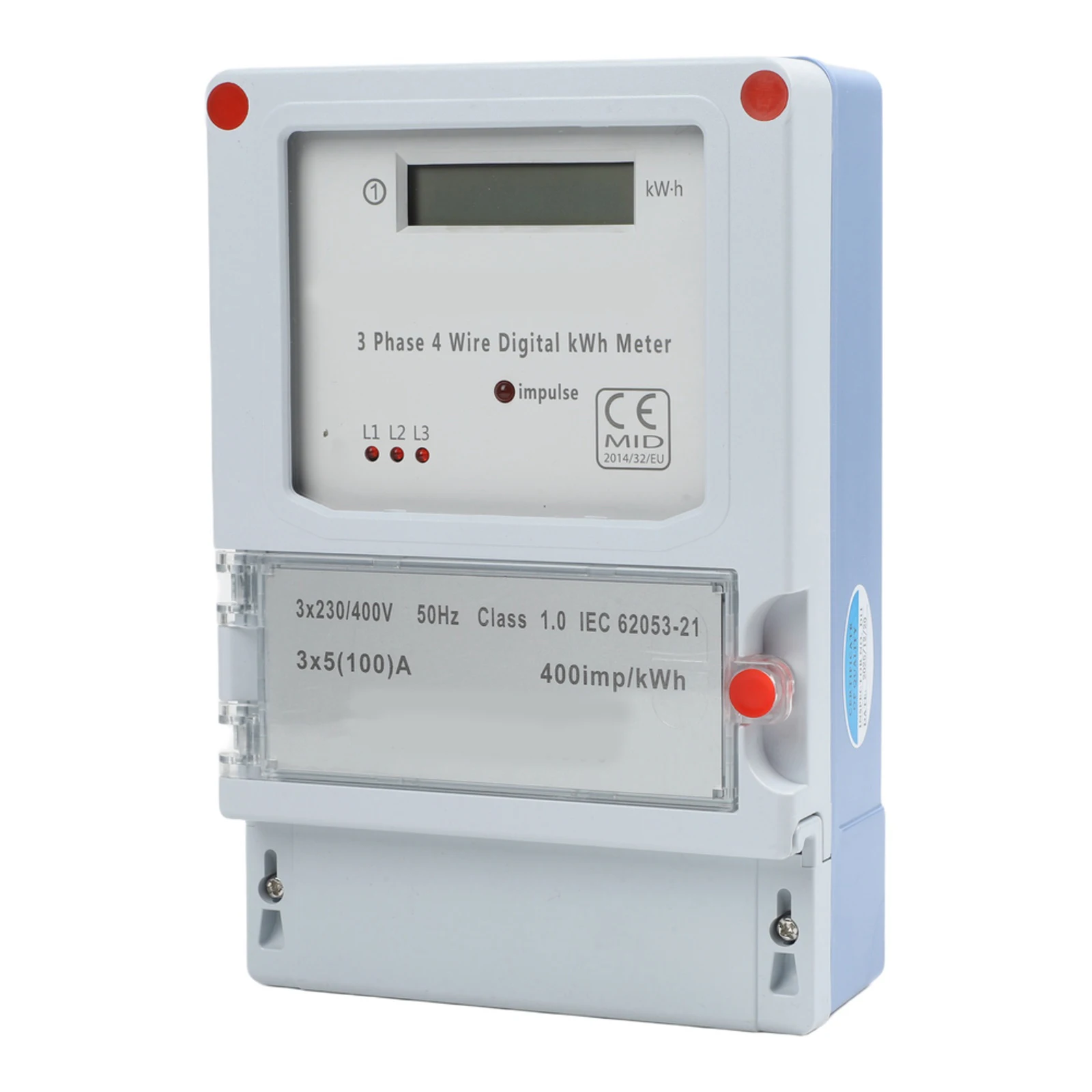 Wall Mount Digital Three Phase Electricity Meter with LCD Display 3x230/400V 100A for Residential and Commercial Use