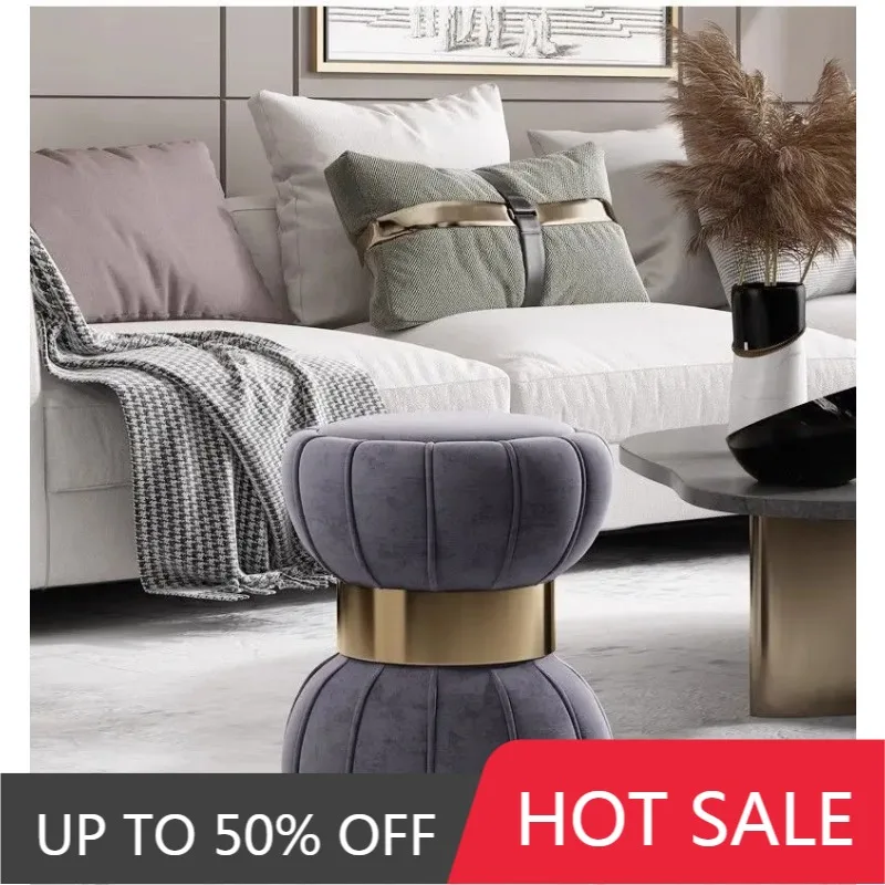 Nordic Dressing Makeup Stool Bedroom Dresser Ottomans Manicure Round Stools Living Room Sofa Low Ottomans Light Luxury Soft Seat