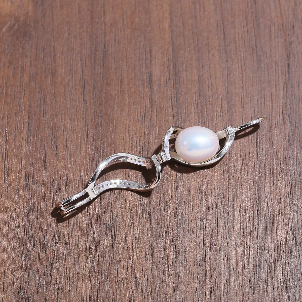 Wholesale S925 Sterling Silver Cage Pendant Mounts Base Findings Settings Mountings Jewelry Fittings for 9-10mm Pearls 3pcs/lot
