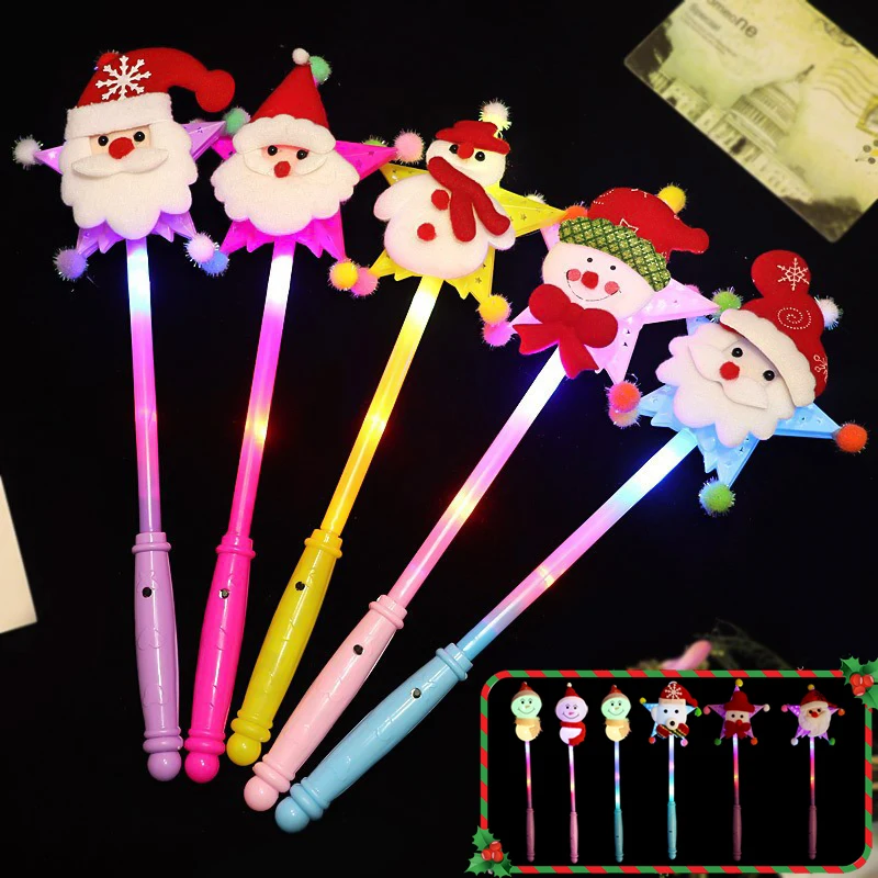 Children's Luminous Hollow Five-pointed Star Flash Stick Toy Christmas Party Decoration Props Holding Magic Wand Children's Toys