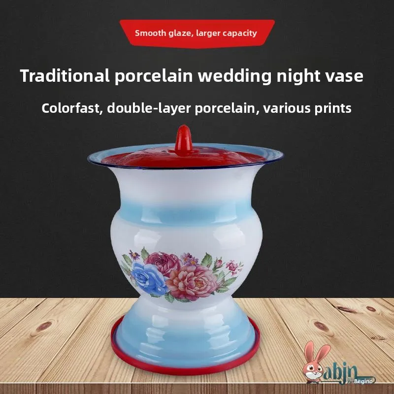 

ly Sle Enamel Urinal High Foot Urinal Buet Nighttime Bedroom Urinal Pan Anti-Slip Toilet Tray Bridal Gift