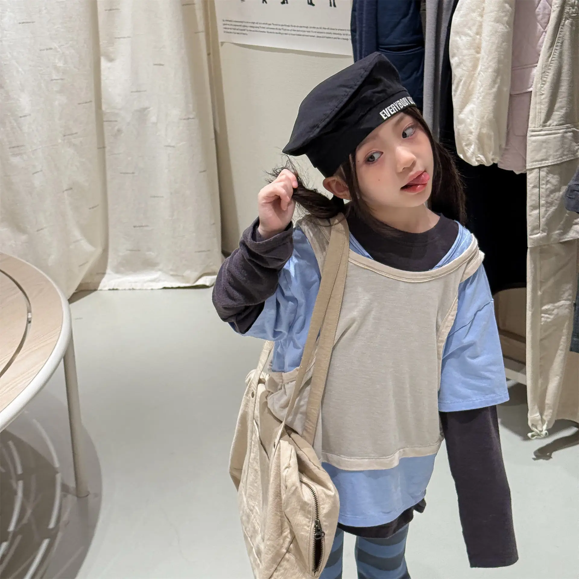 

2026 Spring New Children Long Sleeve T Shirts Cotton Girls Solid Loose Bottoming Shirts Kids Clothes Boys Patchwork T Shirts