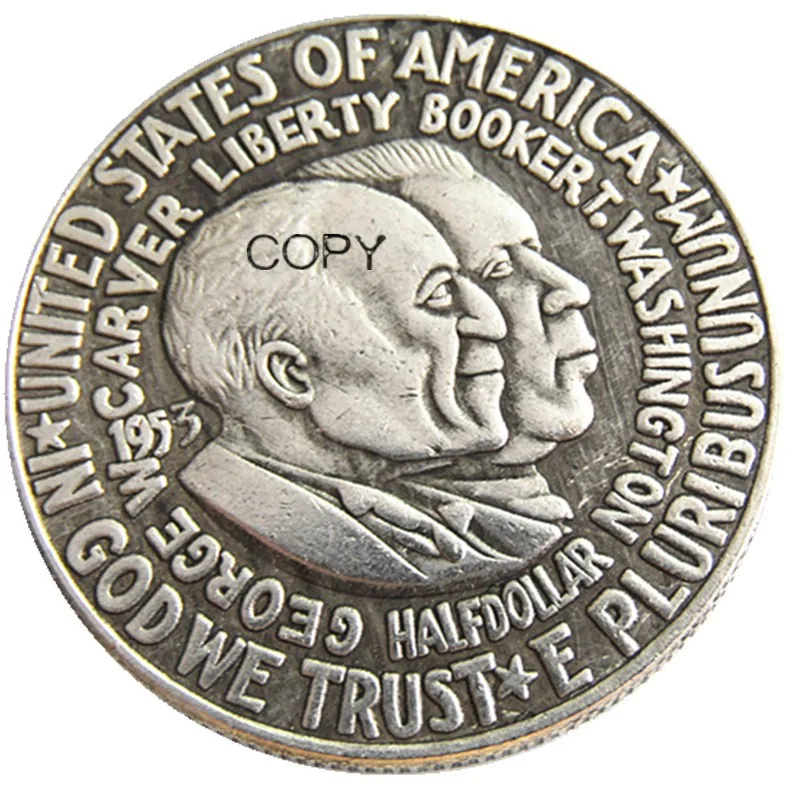 USA 1953P/S/D Washington Booker T Half Dollar Silver Plated Copy Coin