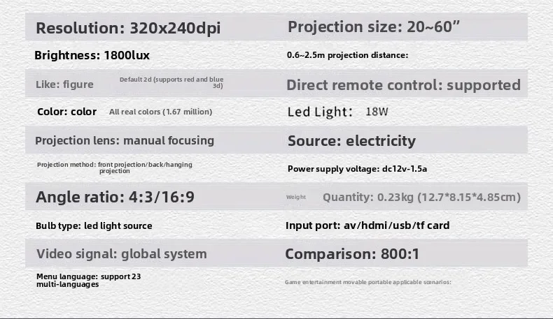 projector portable LED home office high definition 1080P mobile phone mini projector