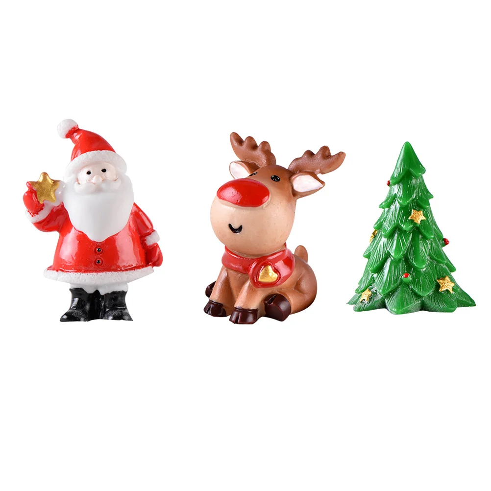 

12Pcs Resin Snowman Christmas Ornaments Santa Claus Micro Landscape Resin Craft Decor for Home Party Christmas Micro Landscape