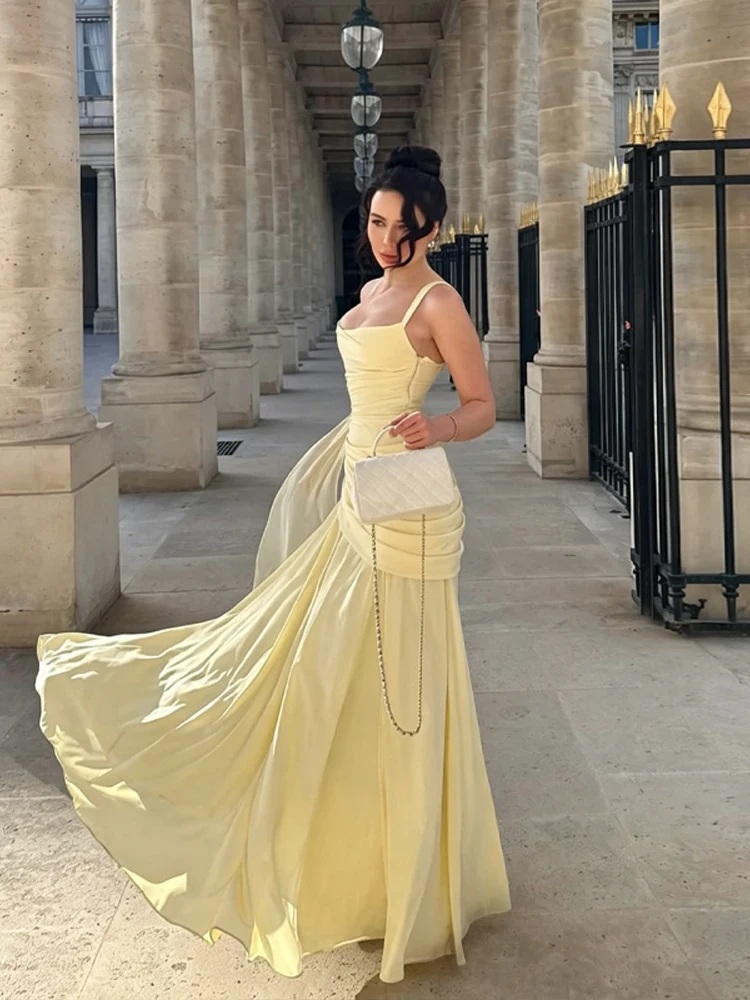 Rückenfreies Taillenschnürendes Slip-Kleid für Damen Sexy Tief Ausgeschnittenes Ärmelloses Plissiertes Schlankes Party-Abendkleid Schickes Damenkleid Neu – Detail 20