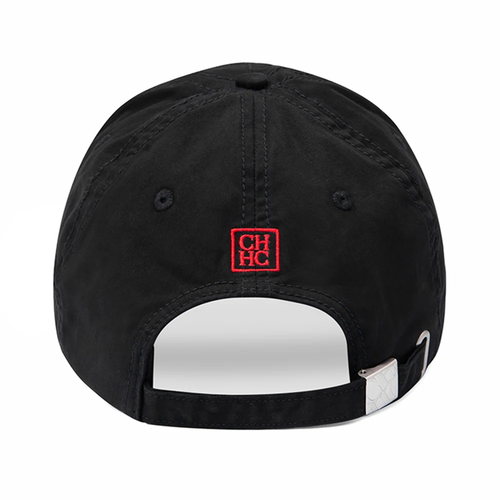 CH Circular Patch Baseball Cap Washed Cotton Unisex Vintage Dad Hat Red Stripe Sun Visor Streetwear Black Casquette