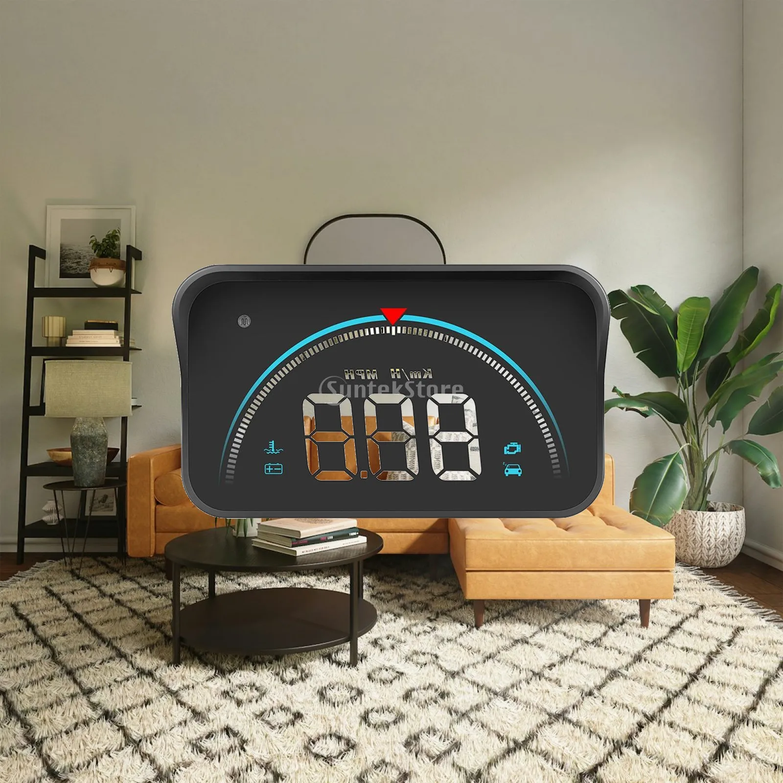 Car Hud Display with Ambient Light Digital Speed Indicator Vehicle Alarm LED Projector OBD2 Speedometer for All Cars
