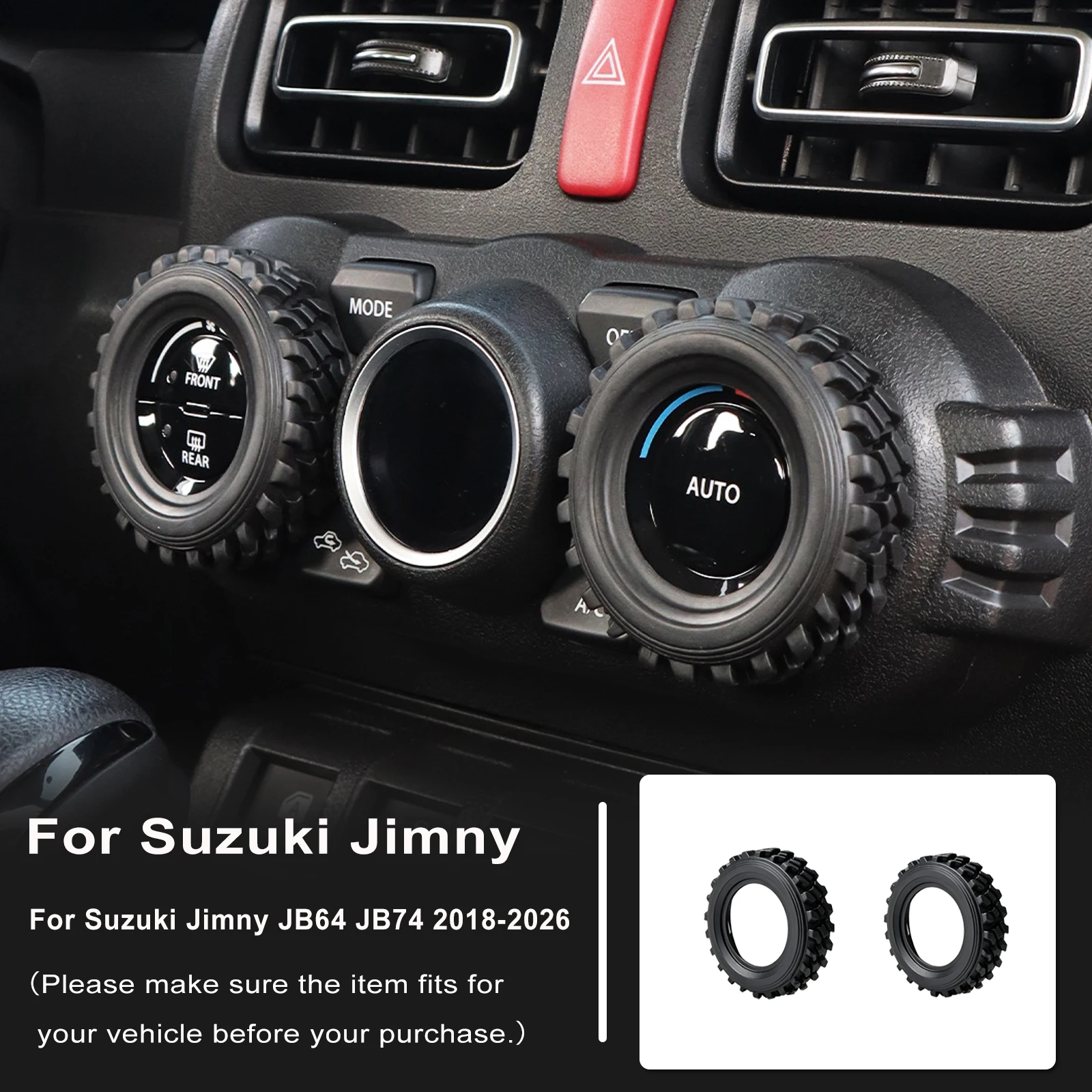 2 Stück Klimaanlagen-Knopf-Silikon-Dekorabdeckung Schalterverkleidung für Suzuki Jimny High-End-Modelle JB64 JB74 JC74 2/4-Türer 2019+ – Detail 1