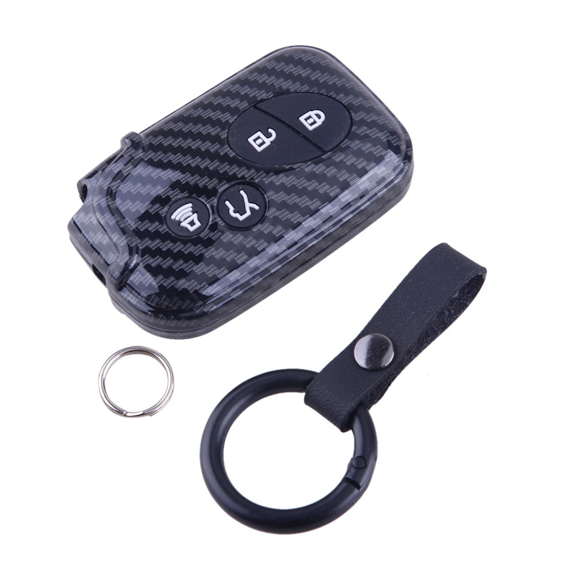 Remote Key Fob Case Cover Fit for Lexus GS460 GS450h GS430 RX450h CT200h HS250h LS460 ES350 IS350 IS250 Carbon Fiber Style Black