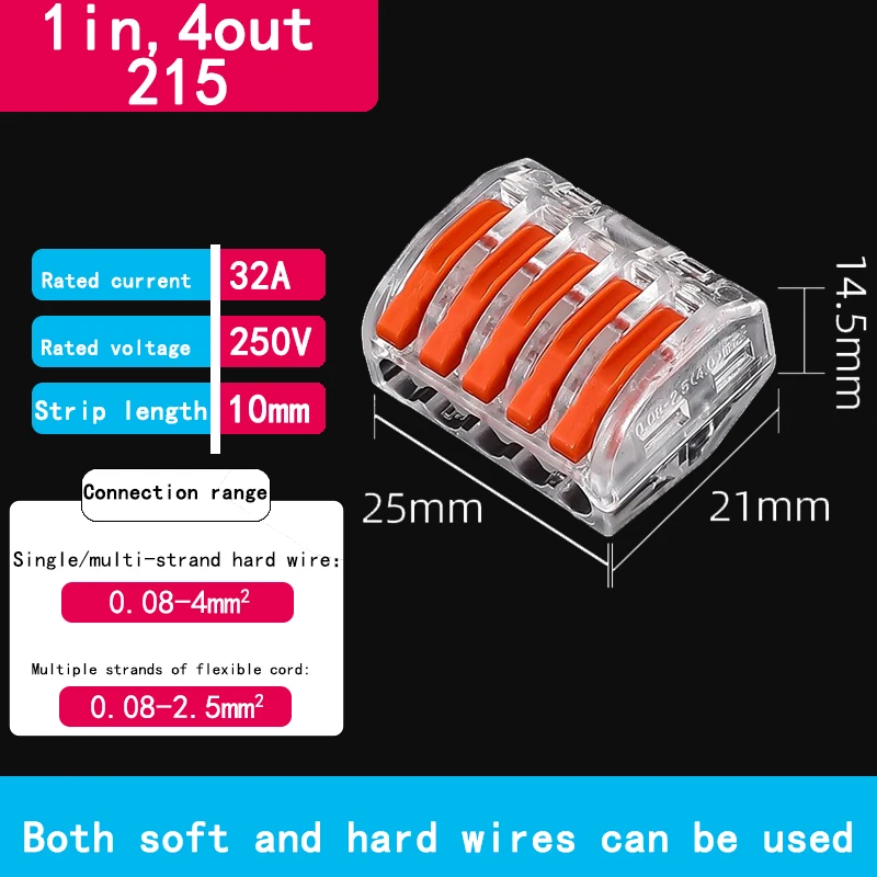 10 stks Quick Terminal Connector FM-212/213/214 Harde en Zachte Draad Parallelle Connector Connector Druk op De Draad Terminal PCT