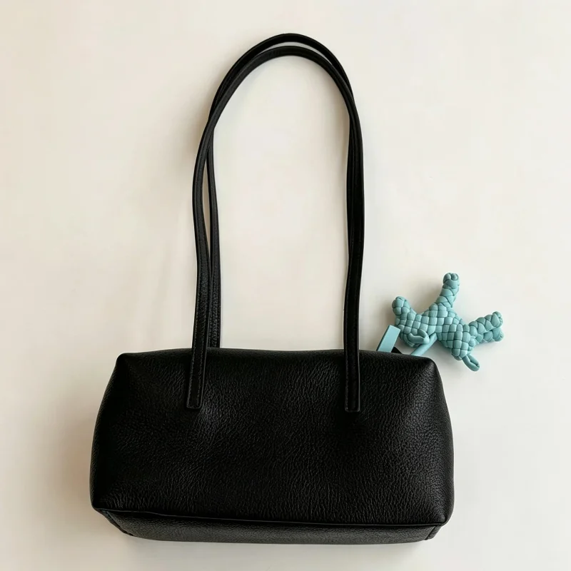 Litchi Texture Pillow Bag Korean Minimalist Solid Color Women's Shoulder Bag Zippered Underarm Bag Women's Elegant Purse