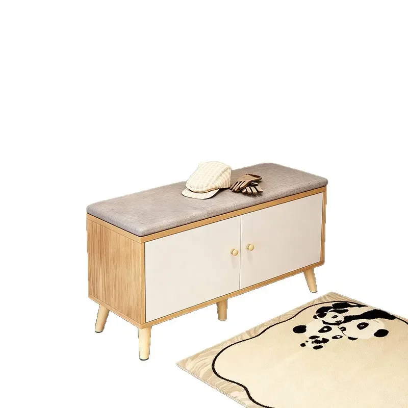 Wooden Entryway Shoe Bench with Storage Cabinet Flip Top Seat Organizer Rack for Hallway Living Room Home Furniture