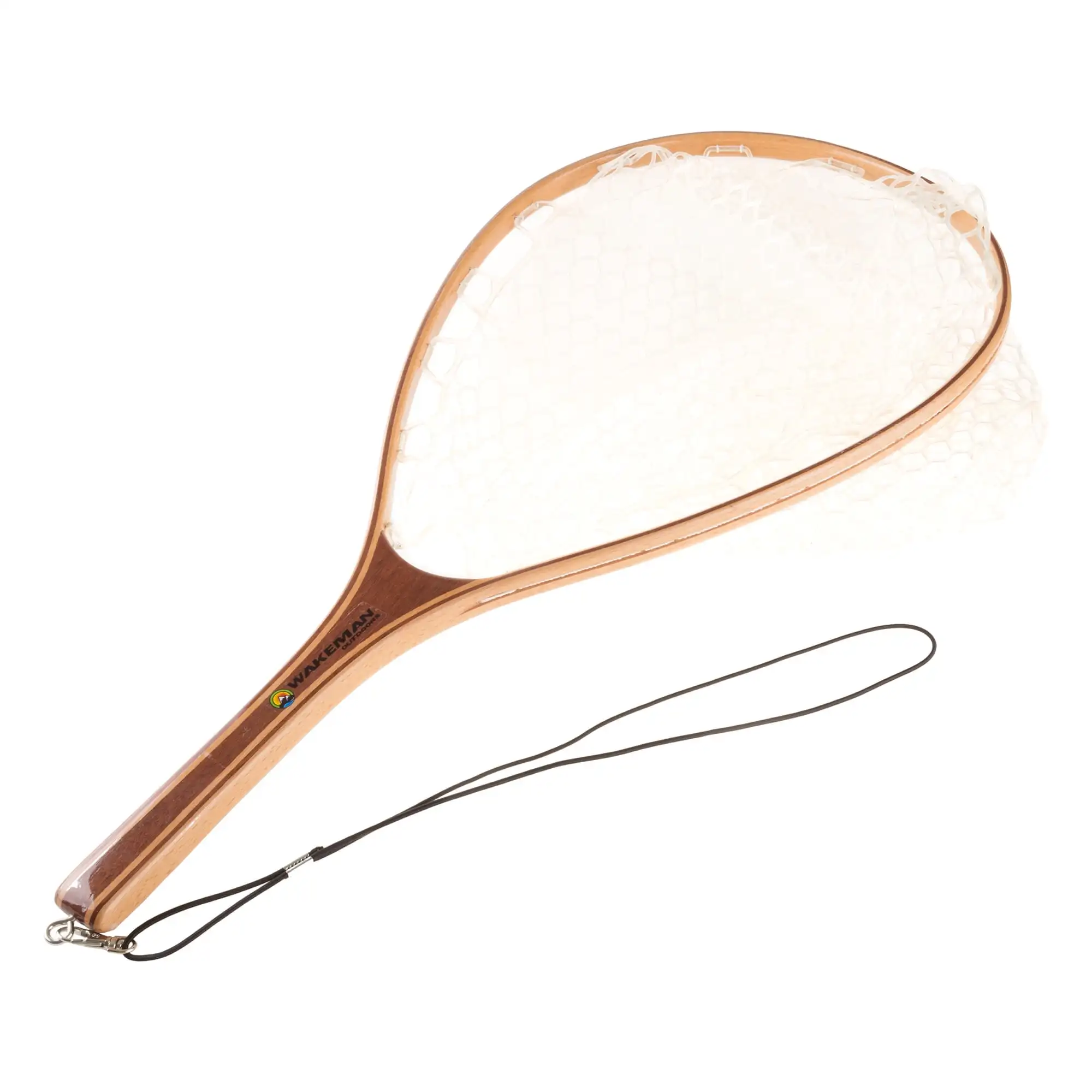 

Fly Fishing Equipment Clear Rubber Mesh and Wooden Handle Angler Tool for Catch and Release by Wakeman Outdoors