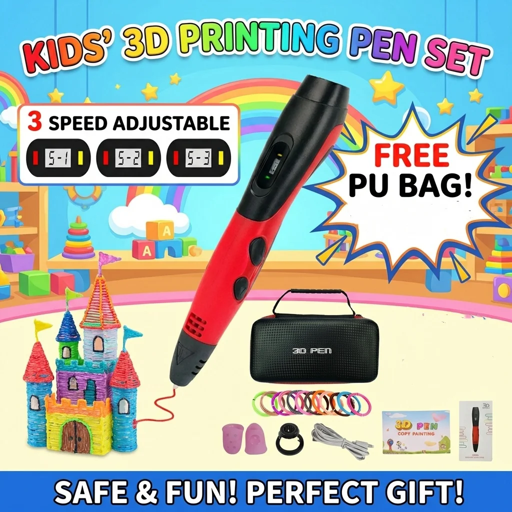 

Kids 3D Pen 3D Printing Pen High Quality PLA Filament 1.75mm USB Output Low Voltage Security, With Beautiful Case