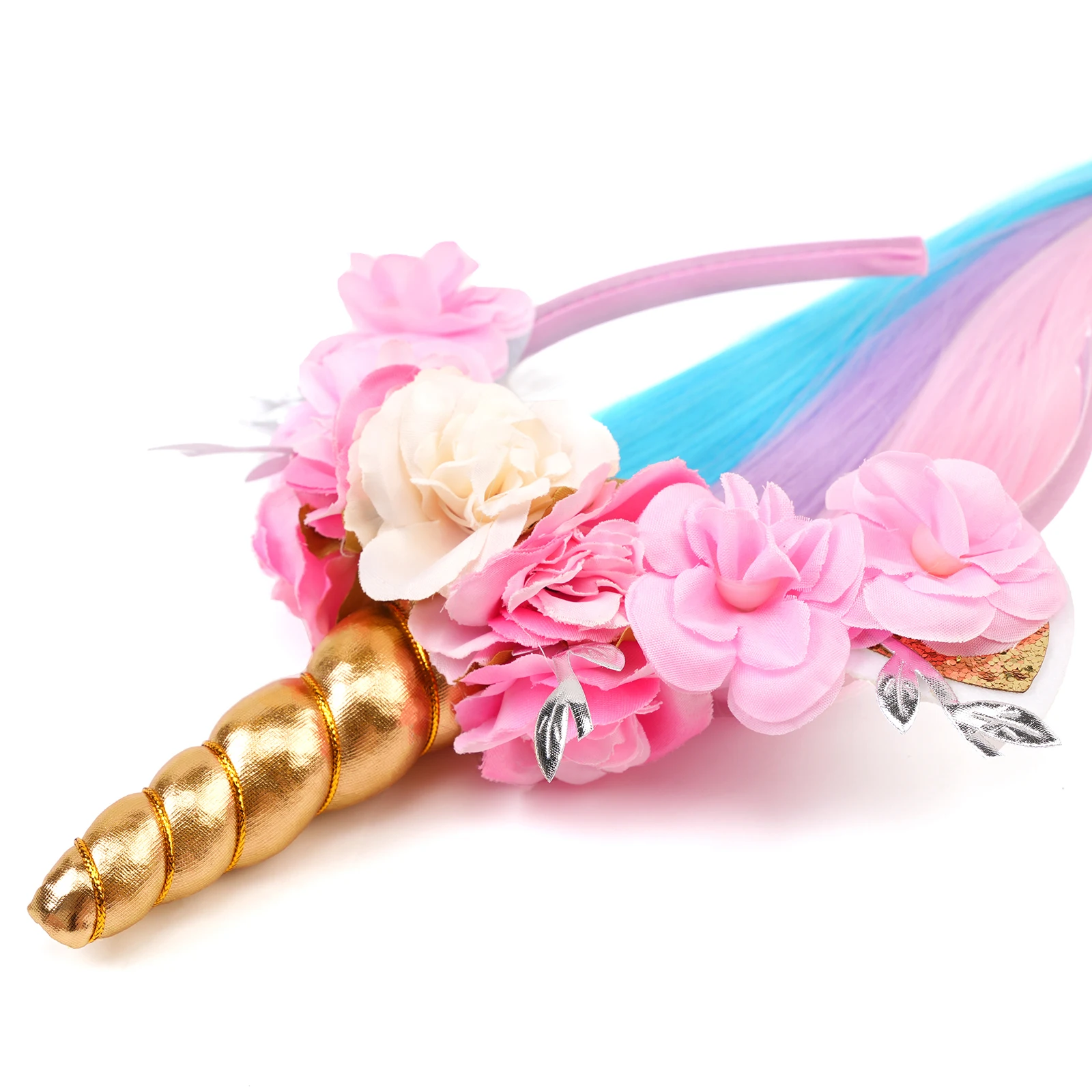 Rainbow Unicorn Lace Gradient Tassel Girl's Hairband Princess Flower Headband Headscarf Hair Accessories Children's Fashion view 3