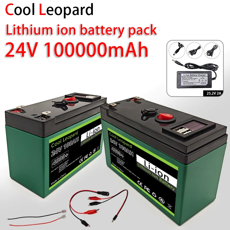 

18650 24V 100Ah Rechargeable Lithium Battery Pack,for LED Lamp Electric Vehicle Solar Storage Li-ion Battery + 25.2V 2A Charger