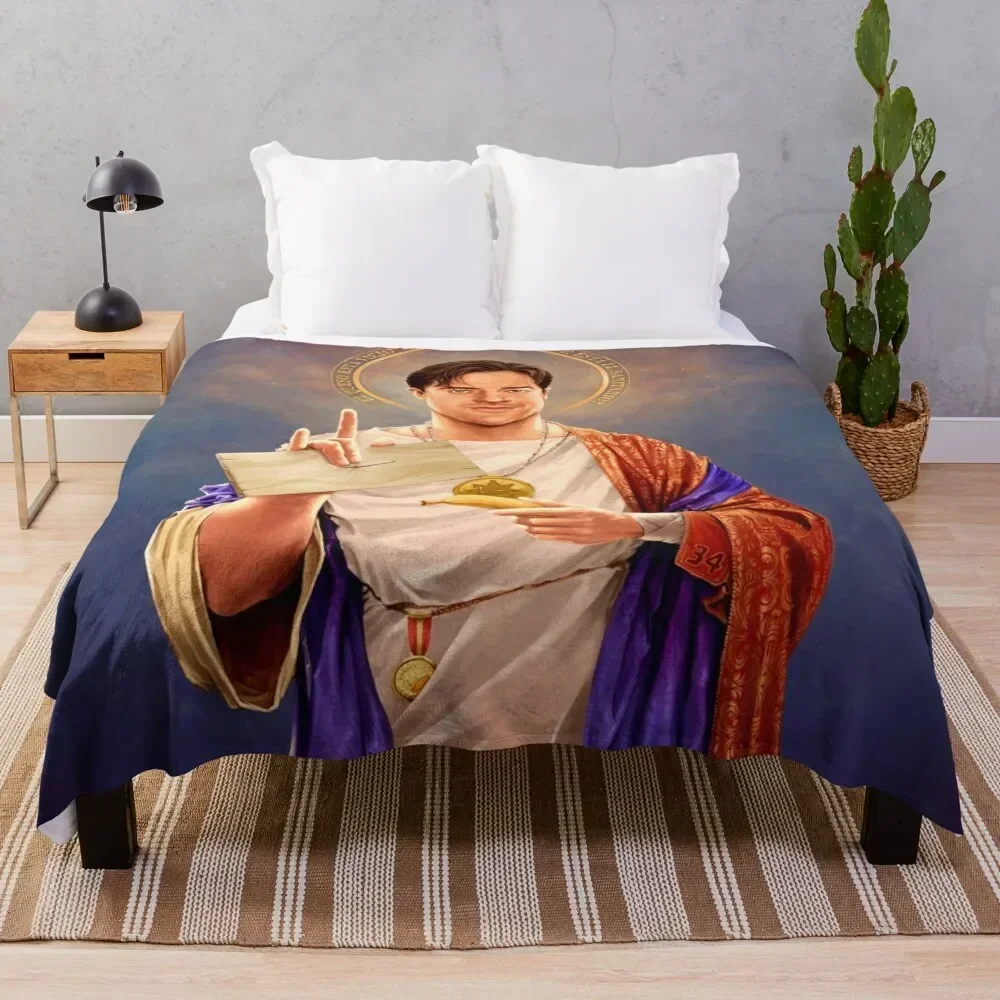 

Saint Brendan of Fraser - Brendan Fraser Original Religious Painting Throw Blanket Anti Shedding Soft Fuzzy Blanket for Home