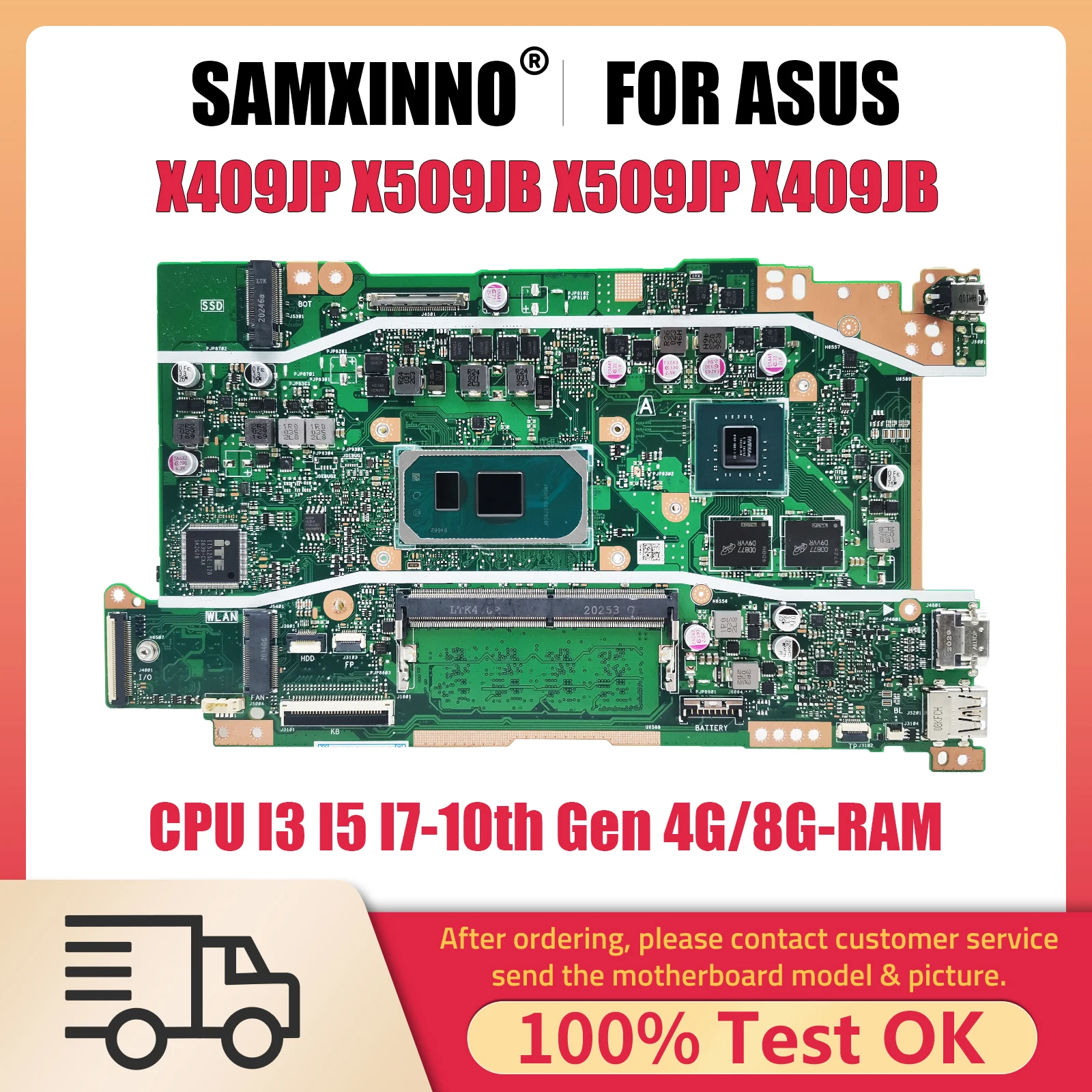 

Материнская плата X409JP для ноутбука ASUS X509JB X509JP X409JB R409J P1510CJA материнская плата для ноутбука CPU I3 I5 I7-10th 4G 8G-RAM 920MX V2G