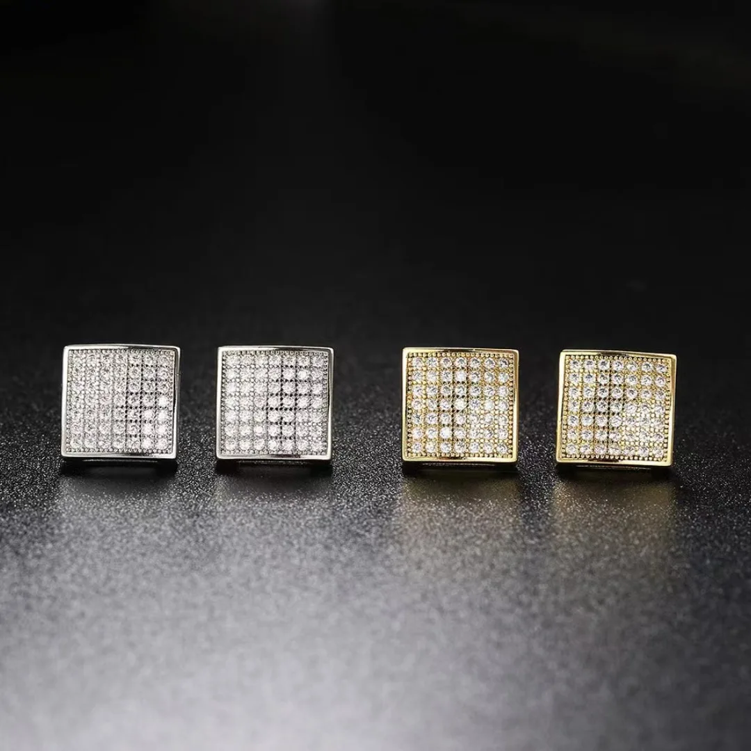 Fashion Earrings with Square Zircon Jewelry. Men and Women Can Wear Light Luxury Designer Earrings as a Birthday Gift for Girls