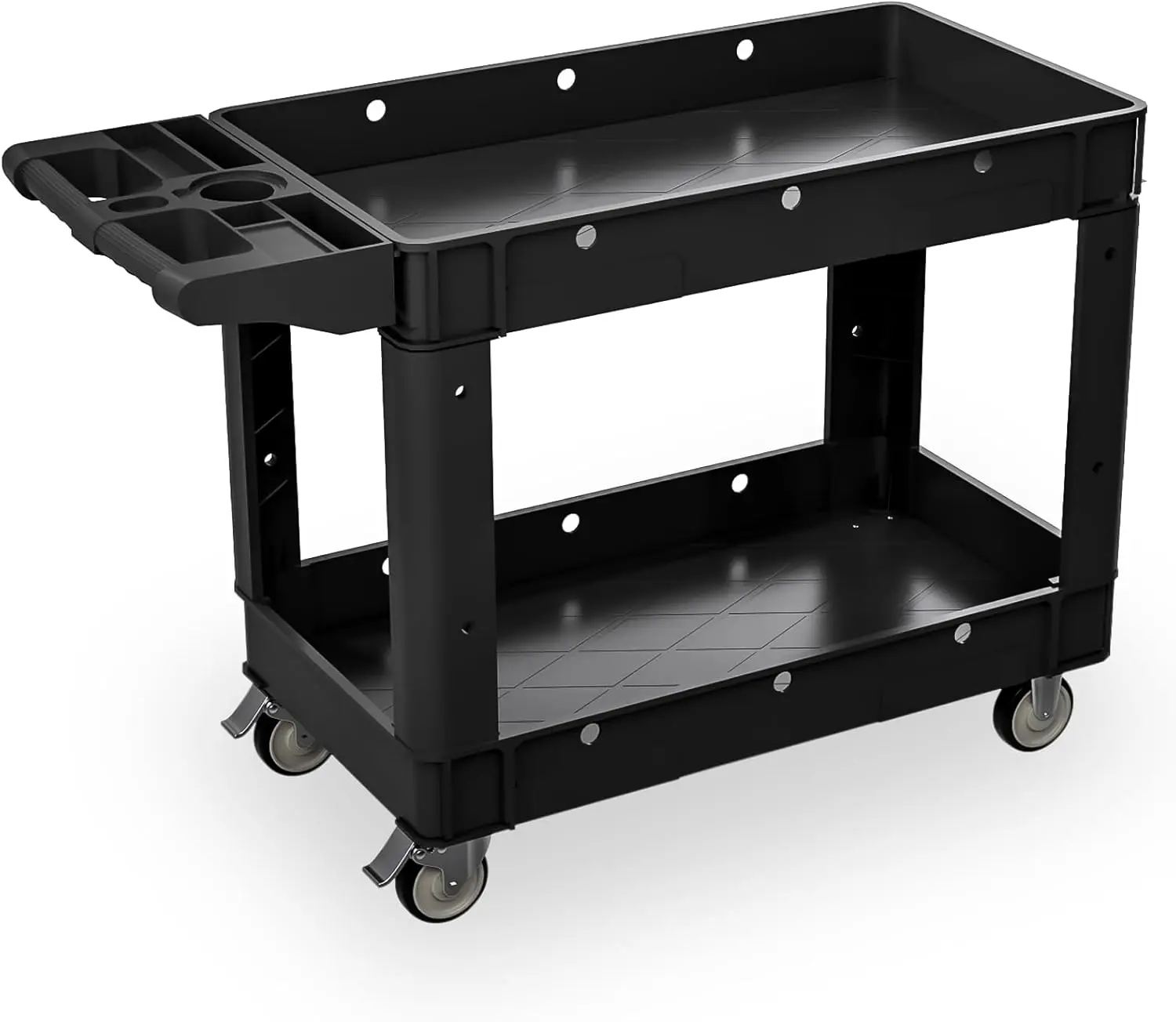 

Commercial Grade 2 Shelf Utility Cart with Wheels - Rolling Tool Cart, Business Warehouse Office Restaurants Ecommerce Garage