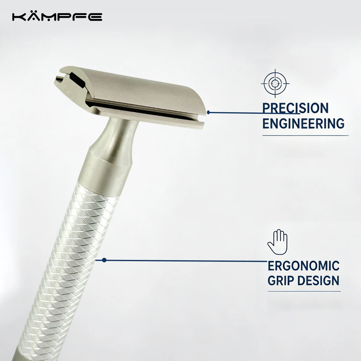 KAMPFE Double Edge Safety Razor Titanium Alloy Head Aluminum Alloy CNC Machined Handle Classic Manual Shaving Razor for Men