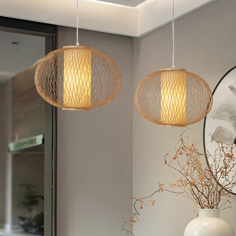 ARTURESTHOME Bamboo Chandelier, Modern Simple Indoor Ceiling Pendant, Japanese Wabi-sabi Style Indoor Decorative Lamps