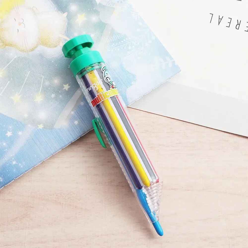 Funny 8in1 Children Gift Push Style Painting Pens Oil Pastel Multicolor Crayons Colored Pencil Highlighter Marker Pen