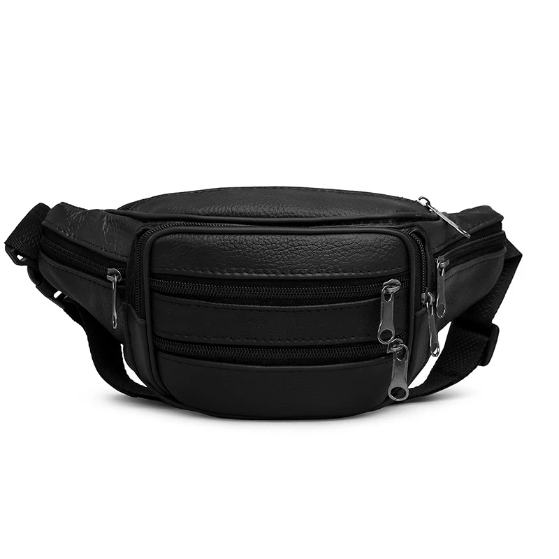 100% Genuine Leather Men\'s Waist Bag  Genuine Leather Waist Packs Casual Business High Capacity Shoulder Bag with Chest Pack