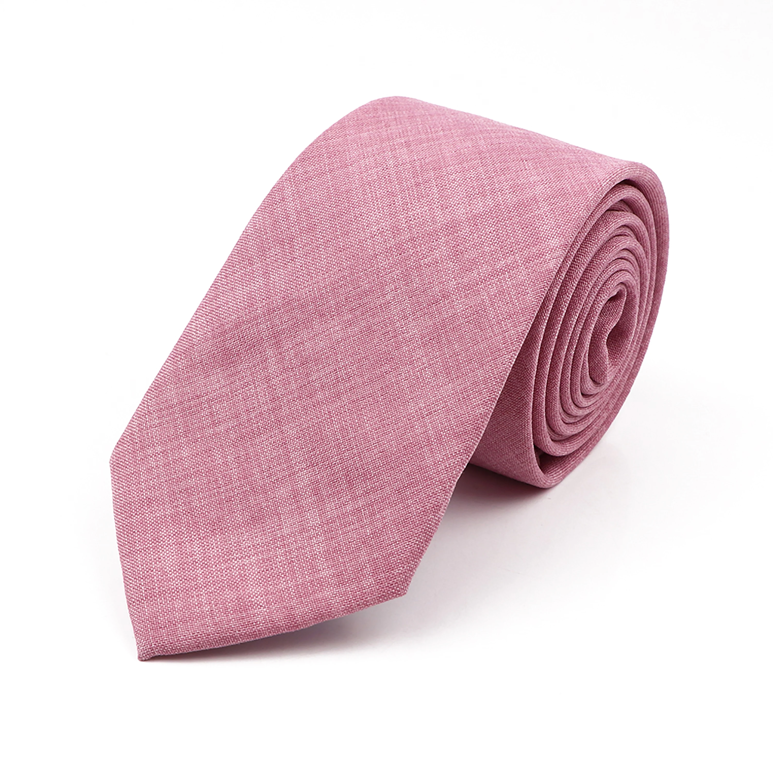 New Casual Solid Color Ties For Men Green Blue Pink Cotton Necktie Narrow Collar Slim Skinny Cravat Wedding Party Accessories