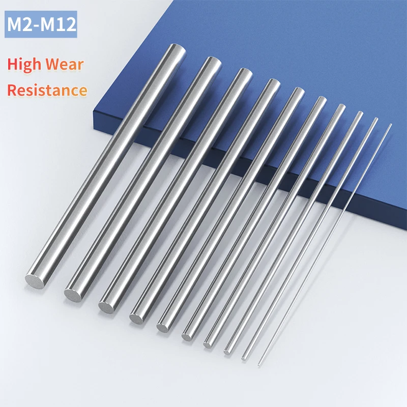 5Pcs M2-M12*200mm High Speed Steel Round Rods White Steel Straight Shank Metric Precision Lathe Tools Punch Pins Industrial