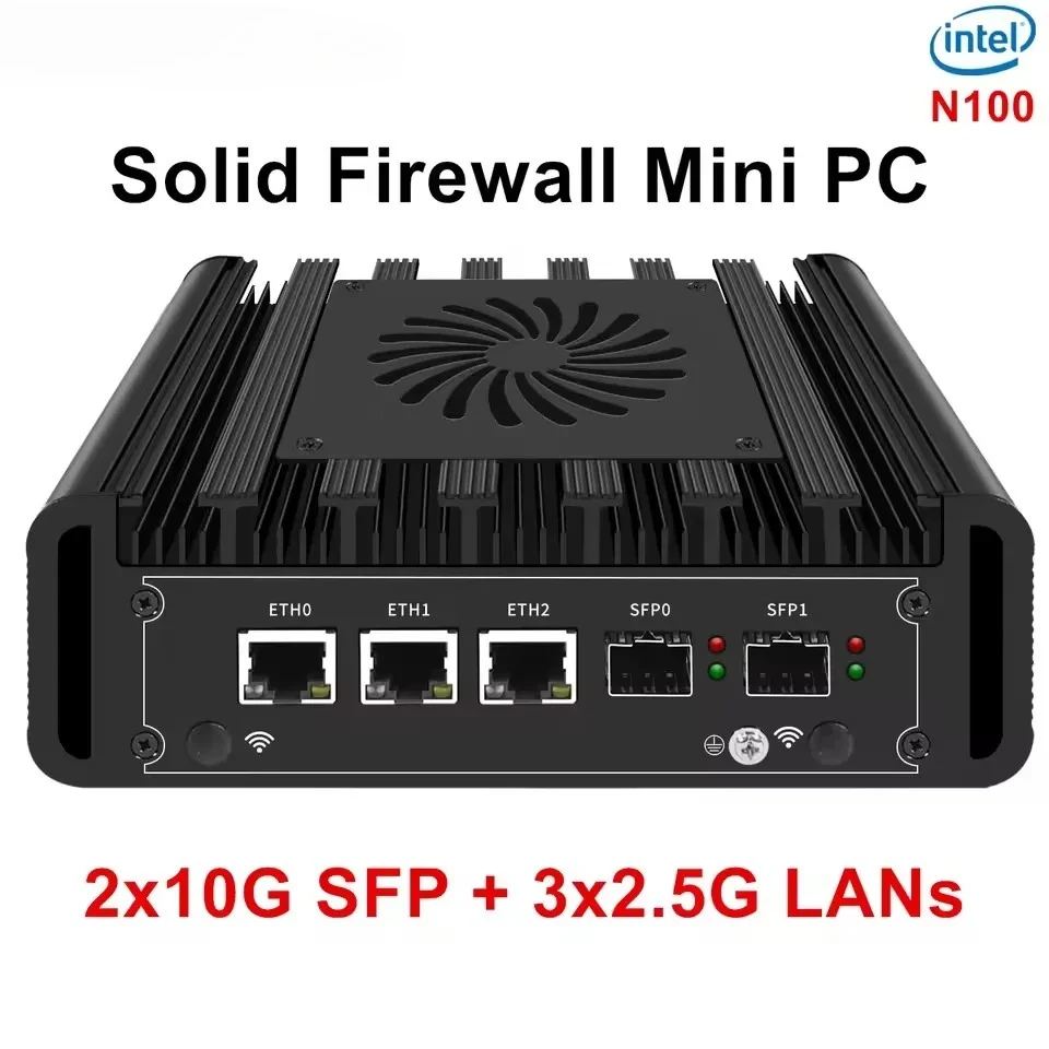 

2x10G SFP+ 3x2.5G i226-V Lans Solid Firewall Mini PC Intel i3 N300 N150 DDR5 NVMe Proxmox pfSense OPNsense Home Server Host