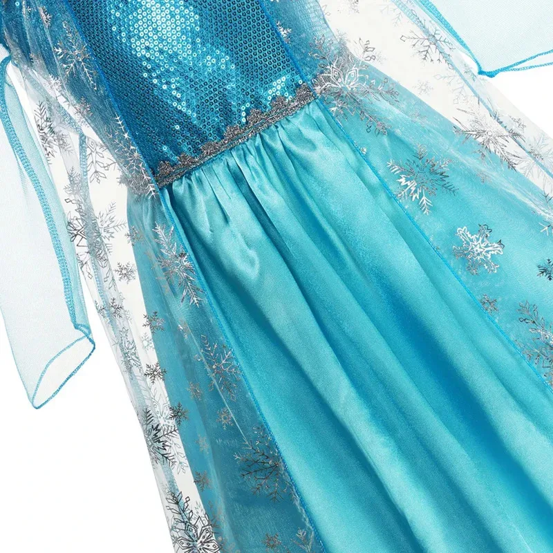aa Bear House 002 Girls Elsa Princess Dresses Carnival Party Gown Cloak Children Birthday Cosplay Costume Frozen Dress KWAT99★★