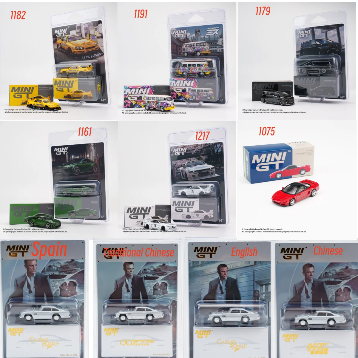 Modèle de voiture en alliage MINIGT 1:64 Honda NS-X Volkswagen T1 minibus Mizu Nissan R32 R34 Aston Martin DB5