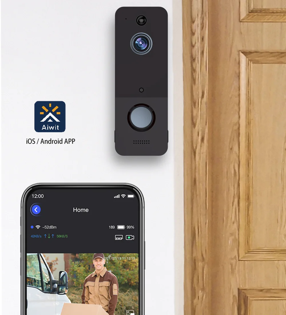 V8 Draadloze Visuele Smart Doorbelstem Intercom Home Alarm Wifi Mobiele Telefoon Afstandsbediening Kijkgaatje Deurbel