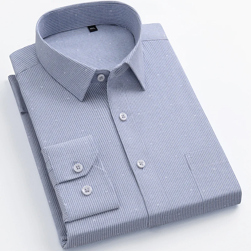 

New in shirt elastic casual cotton long-sleeve shirts for men slim fit formal plain shirt soft tops designer office clothes